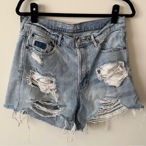 American Eagle Outfitters Ripped Light Blue Jean Shorts
